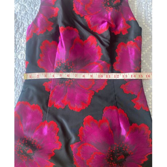 Helene Berman London Black Fuchsia Floral Sheath Dress Made in England Size 4 - Picture 8 of 11